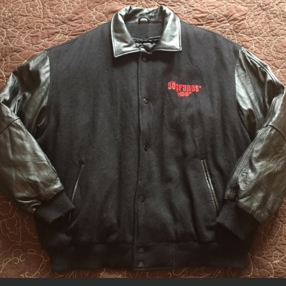 Vintage Authentic Wool&Leather Black Jacket, 2XL